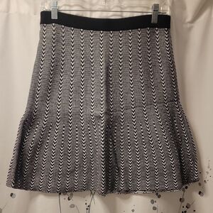 LOFT Black and White Chevron A-Line Skirt